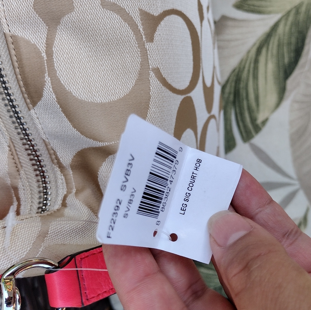 NWT Coach Legacy Signature Courtney Hobo Bag Khaki and Coral Style #22392 - Picture 9 of 15